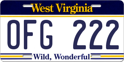 WV license plate OFG222