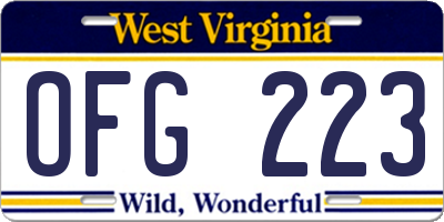 WV license plate OFG223