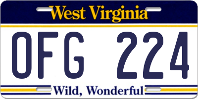 WV license plate OFG224