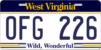 WV license plate OFG226