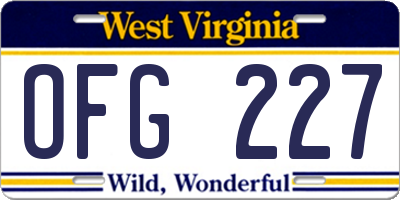 WV license plate OFG227