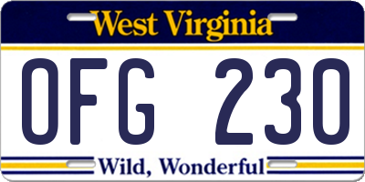 WV license plate OFG230