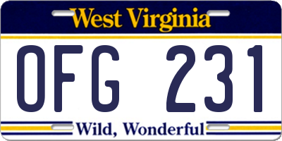 WV license plate OFG231