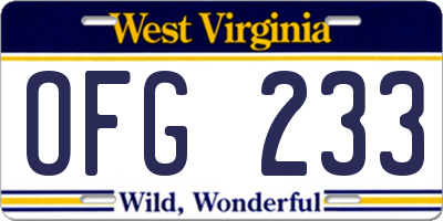 WV license plate OFG233
