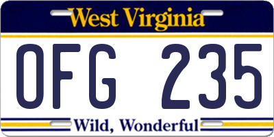 WV license plate OFG235