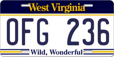 WV license plate OFG236