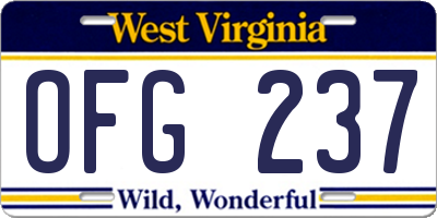 WV license plate OFG237