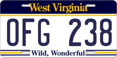 WV license plate OFG238