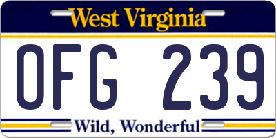 WV license plate OFG239