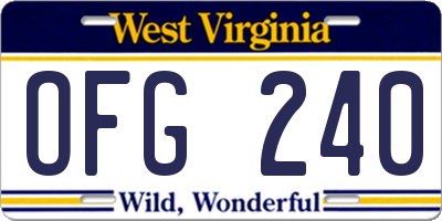 WV license plate OFG240
