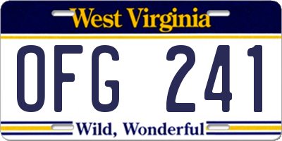 WV license plate OFG241