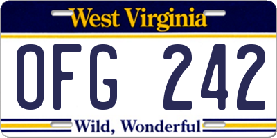 WV license plate OFG242