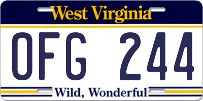 WV license plate OFG244