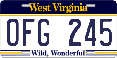WV license plate OFG245
