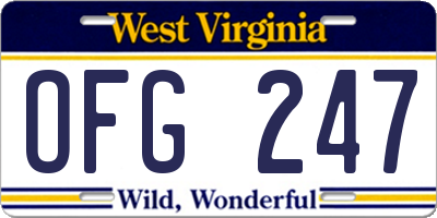 WV license plate OFG247