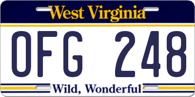 WV license plate OFG248