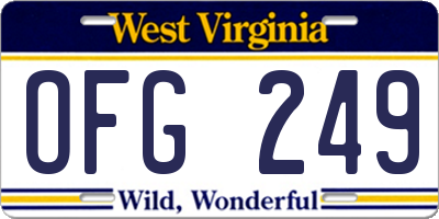 WV license plate OFG249