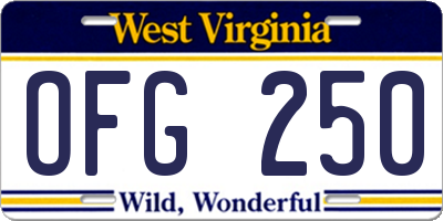 WV license plate OFG250