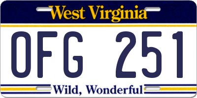 WV license plate OFG251