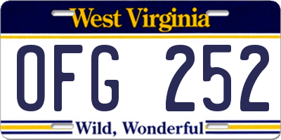 WV license plate OFG252