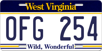 WV license plate OFG254