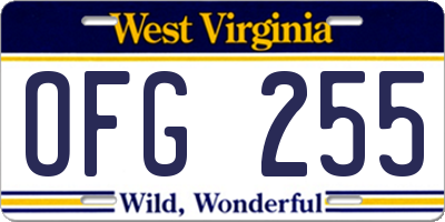 WV license plate OFG255