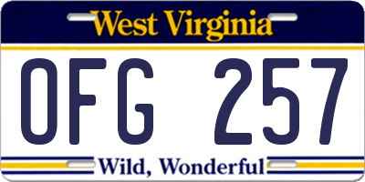 WV license plate OFG257