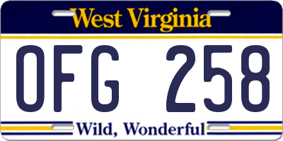 WV license plate OFG258