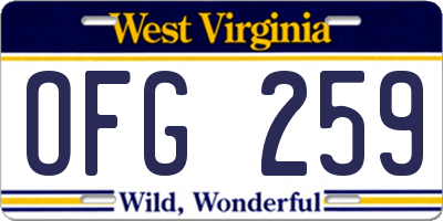 WV license plate OFG259