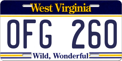 WV license plate OFG260