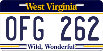 WV license plate OFG262