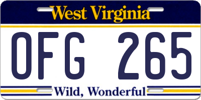 WV license plate OFG265
