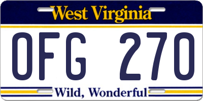 WV license plate OFG270