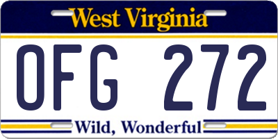 WV license plate OFG272