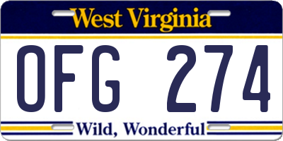 WV license plate OFG274