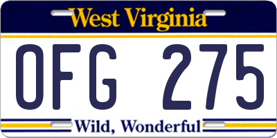 WV license plate OFG275