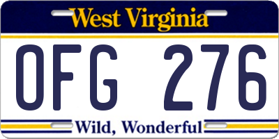 WV license plate OFG276