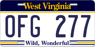 WV license plate OFG277