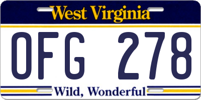 WV license plate OFG278