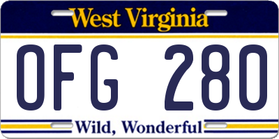 WV license plate OFG280