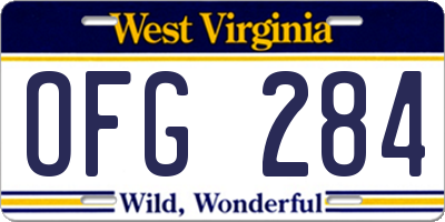 WV license plate OFG284