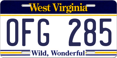 WV license plate OFG285