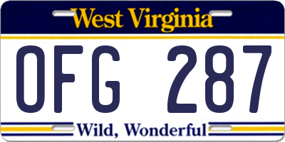 WV license plate OFG287