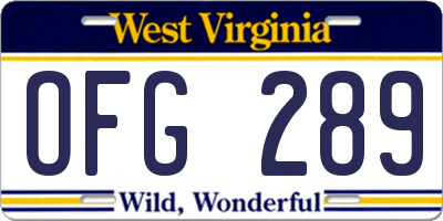WV license plate OFG289