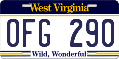 WV license plate OFG290