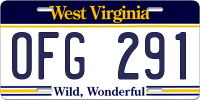 WV license plate OFG291
