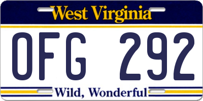 WV license plate OFG292