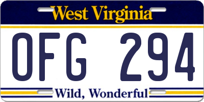 WV license plate OFG294