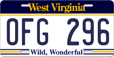 WV license plate OFG296