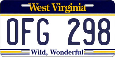 WV license plate OFG298